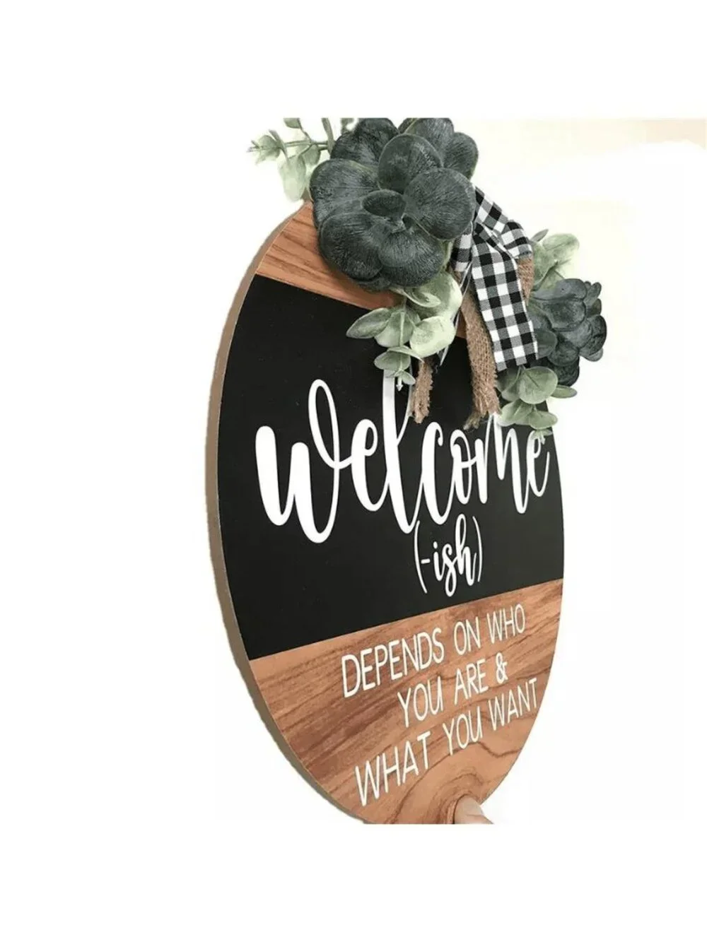 Welcome Door Sign Round Welcome Sign for Front Door Welcome Wreath